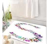 HKPOEQ Tappeto Bagno 50 x 80 cm,Tappetino in Microfibra, Tappeti Assorbente Antiscivolo,Lettera S, Lettera maiuscola S sta da farfalle di varie forme colorate esotiche,Soffice Tappetini Doccia