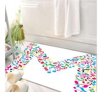 HKPOEQ Tappeto Bagno 50 x 80 cm,Tappetino in Microfibra, Tappeti Assorbente Antiscivolo,lettera sta da note musicali colorate su sfondo bianco.,Soffice Tappetini Doccia