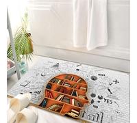 HKPOEQ Tappeto Bagno 50 x 80 cm,Tappetino in Microfibra, Tappeti Assorbente Antiscivolo,Libreria in legno della saggezza a forma di testa umana, libri, conoscenza astratta,Soffice Tappetini Doccia