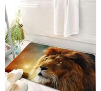 HKPOEQ Tappeto Bagno 50 x 80 cm,Tappetino in Microfibra, Tappeti Assorbente Antiscivolo,Lo sguardo del leone nell'abisso stellato,Soffice Tappetini Doccia