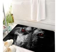 HKPOEQ Tappeto Bagno 50 x 80 cm,Tappetino in Microfibra, Tappeti Assorbente Antiscivolo,Lo sguardo sinistro di un cane dagli occhi rossi fiammeggianti avvolti nell'oscurità,Soffice Tappetini Doccia