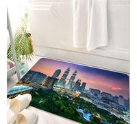 HKPOEQ Tappeto Bagno 50 x 80 cm,Tappetino in Microfibra, Tappeti Assorbente Antiscivolo,Lo skyline di Kuala Lumpur, le torri gemelle iconiche dominano lo skyline della città,Soffice Tappetini Doccia