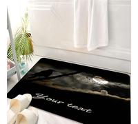 HKPOEQ Tappeto Bagno 50 x 80 cm,Tappetino in Microfibra, Tappeti Assorbente Antiscivolo,Luna e nero Halloween gotico orrore spaventoso fantasma uccello,Soffice Tappetini Doccia