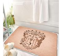 HKPOEQ Tappeto Bagno 50 x 80 cm,Tappetino in Microfibra, Tappeti Assorbente Antiscivolo,Lupo, disegno etnico di animali in un copricapo da guerra decorativo ispirato ai nati,Soffice Tappetini Doccia