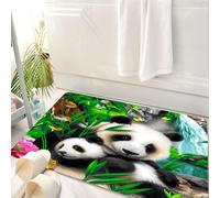 HKPOEQ Tappeto Bagno 50 x 80 cm,Tappetino in Microfibra, Tappeti Assorbente Antiscivolo,Mamma Panda e il suo cucciolo si coccolano e mangiano bambù al mattino in uno zoo in,Soffice Tappetini Doccia