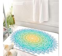 HKPOEQ Tappeto Bagno 50 x 80 cm,Tappetino in Microfibra, Tappeti Assorbente Antiscivolo,Mandala, motivo acquatico nei colori del Mandala con il sole al centro dell'arte zen,Soffice Tappetini Doccia