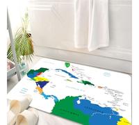 HKPOEQ Tappeto Bagno 50 x 80 cm,Tappetino in Microfibra, Tappeti Assorbente Antiscivolo,Mappa, America Centrale e Isole dei Caraibi Mappa Paesi Città Nomi Regioni Posizioni,Soffice Tappetini Doccia