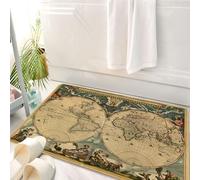 HKPOEQ Tappeto Bagno 50 x 80 cm,Tappetino in Microfibra, Tappeti Assorbente Antiscivolo,Mappa antica, datata e d'epoca del mondo antico, tema geografico storico, Antico Gr,Soffice Tappetini Doccia