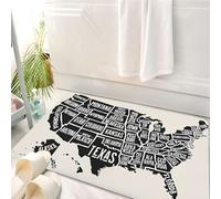HKPOEQ Tappeto Bagno 50 x 80 cm,Tappetino in Microfibra, Tappeti Assorbente Antiscivolo,Mappa degli Stati Uniti, mappa semplificata in bianco e nero che evidenzia i confini,Soffice Tappetini Doccia