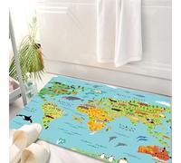 HKPOEQ Tappeto Bagno 50 x 80 cm,Tappetino in Microfibra, Tappeti Assorbente Antiscivolo,mappa del Nord America con animali - illustrazione vettoriale eps,Soffice Tappetini Doccia