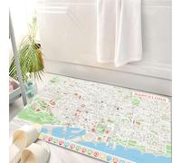 HKPOEQ Tappeto Bagno 50 x 80 cm,Tappetino in Microfibra, Tappeti Assorbente Antiscivolo,Mappa, mappa delle strade di Barcellona, parchi, quartieri, attrazioni, decorativi, h,Soffice Tappetini Doccia