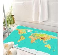 HKPOEQ Tappeto Bagno 50 x 80 cm,Tappetino in Microfibra, Tappeti Assorbente Antiscivolo,Mappa, mappa del mondo geografia continenti e paesi,Soffice Tappetini Doccia
