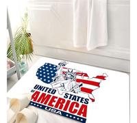 HKPOEQ Tappeto Bagno 50 x 80 cm,Tappetino in Microfibra, Tappeti Assorbente Antiscivolo,Mappa USA, Stati Uniti d'America Tipografia Statua della Libertà Icona Illustrazione,Soffice Tappetini Doccia