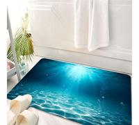 HKPOEQ Tappeto Bagno 50 x 80 cm,Tappetino in Microfibra, Tappeti Assorbente Antiscivolo,Mare sottomarino - Abisso profondo con luce solare blu,Soffice Tappetini Doccia
