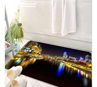 HKPOEQ Tappeto Bagno 50 x 80 cm,Tappetino in Microfibra, Tappeti Assorbente Antiscivolo,Melbourne di notte guardando verso il fiume Yarra,Soffice Tappetini Doccia