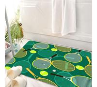 HKPOEQ Tappeto Bagno 50 x 80 cm,Tappetino in Microfibra, Tappeti Assorbente Antiscivolo,Modello senza cuciture con racchette e palline da tennis. Illustrazione vettoriale.,Soffice Tappetini Doccia