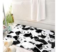 HKPOEQ Tappeto Bagno 50 x 80 cm,Tappetino in Microfibra, Tappeti Assorbente Antiscivolo,Modello senza cuciture con due panda cartoon molto vicini tra loro. Illustrazione vet,Soffice Tappetini Doccia