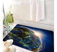 HKPOEQ Tappeto Bagno 50 x 80 cm,Tappetino in Microfibra, Tappeti Assorbente Antiscivolo,Mondo, globo vivente nello spazio, coperto da una rete luminosa e aperta,Soffice Tappetini Doccia