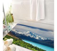 HKPOEQ Tappeto Bagno 50 x 80 cm,Tappetino in Microfibra, Tappeti Assorbente Antiscivolo,Monte Cook e lago Pukaki Nuova Zelanda,Soffice Tappetini Doccia