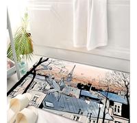 HKPOEQ Tappeto Bagno 50 x 80 cm,Tappetino in Microfibra, Tappeti Assorbente Antiscivolo,Montmartre a Parigi con la Torre Eiffel - illustrazione vettoriale,Soffice Tappetini Doccia