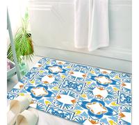 HKPOEQ Tappeto Bagno 50 x 80 cm,Tappetino in Microfibra, Tappeti Assorbente Antiscivolo,Mosaico tradizionale tunisino con influenza spagnola Opera d'arte Azulojo ispirata a,Soffice Tappetini Doccia
