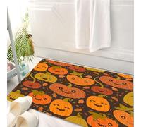 HKPOEQ Tappeto Bagno 50 x 80 cm,Tappetino in Microfibra, Tappeti Assorbente Antiscivolo,Motivi senza soluzione di continuità con zucche di Halloween. Carta da parati con sta,Soffice Tappetini Doccia