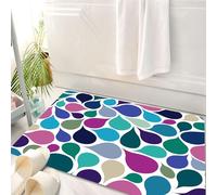 HKPOEQ Tappeto Bagno 50 x 80 cm,Tappetino in Microfibra, Tappeti Assorbente Antiscivolo,motivo a goccia d'acqua senza soluzione di continuità, motivo colorato a forma di flu,Soffice Tappetini Doccia