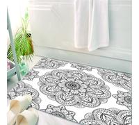 HKPOEQ Tappeto Bagno 50 x 80 cm,Tappetino in Microfibra, Tappeti Assorbente Antiscivolo,motivo ornato di mandala con forma simmetrica e piastrelle con immagini arabe persian,Soffice Tappetini Doccia
