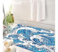 HKPOEQ Tappeto Bagno 50 x 80 cm,Tappetino in Microfibra, Tappeti Assorbente Antiscivolo,Motivo senza soluzione di continuità della grande onda di Kanagawa. Onde del mare gia,Soffice Tappetini Doccia