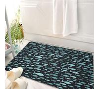 HKPOEQ Tappeto Bagno 50 x 80 cm,Tappetino in Microfibra, Tappeti Assorbente Antiscivolo,Motivo senza soluzione di continuità con un banco di pesci. Sfondi con sagome di picc,Soffice Tappetini Doccia