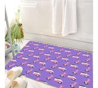 HKPOEQ Tappeto Bagno 50 x 80 cm,Tappetino in Microfibra, Tappeti Assorbente Antiscivolo,Motocicletta, scooter vintage con ponte profondo e ruote da ragazza su un Purple1,Soffice Tappetini Doccia