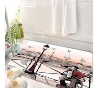 HKPOEQ Tappeto Bagno 50 x 80 cm,Tappetino in Microfibra, Tappeti Assorbente Antiscivolo,Musica suonata da un fisarmonicista per strada a Parigi Urban European,Soffice Tappetini Doccia