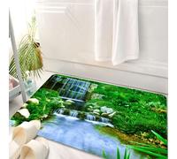 HKPOEQ Tappeto Bagno 50 x 80 cm,Tappetino in Microfibra, Tappeti Assorbente Antiscivolo,Natura, cascata che scorre lungo le rocce, fogliame a cascata nella valle della fores,Soffice Tappetini Doccia