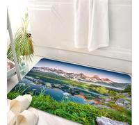 HKPOEQ Tappeto Bagno 50 x 80 cm,Tappetino in Microfibra, Tappeti Assorbente Antiscivolo,Natura, mattina estiva nebbiosa sulla catena montuosa delle Alpi austriache con il la,Soffice Tappetini Doccia
