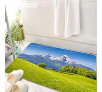 HKPOEQ Tappeto Bagno 50 x 80 cm,Tappetino in Microfibra, Tappeti Assorbente Antiscivolo,Natura, paesaggio di pascolo nelle Alpi con prati e fiori dei tedeschi del nord,Soffice Tappetini Doccia