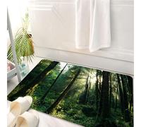 HKPOEQ Tappeto Bagno 50 x 80 cm,Tappetino in Microfibra, Tappeti Assorbente Antiscivolo,Natura, tramonto nella foresta, sole che splende attraverso gli alberi della foresta,Soffice Tappetini Doccia