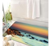 HKPOEQ Tappeto Bagno 50 x 80 cm,Tappetino in Microfibra, Tappeti Assorbente Antiscivolo,Natura, Tramonto colorato sulle pietre del mare in primo piano, Paesaggio costiero ca,Soffice Tappetini Doccia
