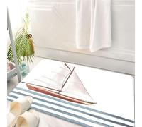 HKPOEQ Tappeto Bagno 50 x 80 cm,Tappetino in Microfibra, Tappeti Assorbente Antiscivolo,Nautico, lascia che i tuoi sogni navighino, citazione con barca tra le onde, motivazi,Soffice Tappetini Doccia