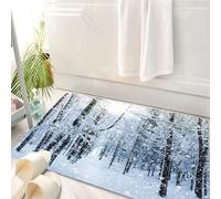 HKPOEQ Tappeto Bagno 50 x 80 cm,Tappetino in Microfibra, Tappeti Assorbente Antiscivolo,Nevicata nella foresta, i fiocchi di neve che ricoprono i rami creano un paesaggio da,Soffice Tappetini Doccia