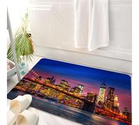 HKPOEQ Tappeto Bagno 50 x 80 cm,Tappetino in Microfibra, Tappeti Assorbente Antiscivolo,New York, NYC Chi non dorme mai pensieri su,Soffice Tappetini Doccia