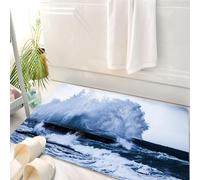HKPOEQ Tappeto Bagno 50 x 80 cm,Tappetino in Microfibra, Tappeti Assorbente Antiscivolo,Onda, drammatica spiaggia, grande e forte marea in azione, tifone, forze della natura,Soffice Tappetini Doccia