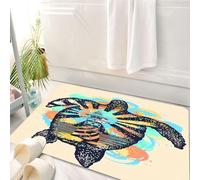 HKPOEQ Tappeto Bagno 50 x 80 cm,Tappetino in Microfibra, Tappeti Assorbente Antiscivolo,Opera d'arte di tartaruga e faro, oceano - ispirata alla tartaruga del faro, tartarug,Soffice Tappetini Doccia