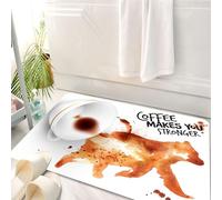 HKPOEQ Tappeto Bagno 50 x 80 cm,Tappetino in Microfibra, Tappeti Assorbente Antiscivolo,P raffigurante un orso e una tazza rovesciata con la scritta Il caffè ti rende più f,Soffice Tappetini Doccia