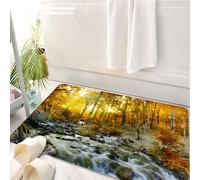 HKPOEQ Tappeto Bagno 50 x 80 cm,Tappetino in Microfibra, Tappeti Assorbente Antiscivolo,Paesaggio, autunno, fiume, ruscello, foresta, foglie che cadono, rocce, alberi, fogli,Soffice Tappetini Doccia