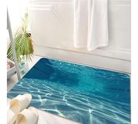 HKPOEQ Tappeto Bagno 50 x 80 cm,Tappetino in Microfibra, Tappeti Assorbente Antiscivolo,Paesaggio di piscina con luce delicata riflessa sull'acqua blu trasparente in una tra,Soffice Tappetini Doccia