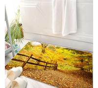 HKPOEQ Tappeto Bagno 50 x 80 cm,Tappetino in Microfibra, Tappeti Assorbente Antiscivolo,Paesaggio, foglie autunnali degli alberi che cadono,Soffice Tappetini Doccia