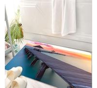 HKPOEQ Tappeto Bagno 50 x 80 cm,Tappetino in Microfibra, Tappeti Assorbente Antiscivolo,Paesaggio marino, ponte di legno all'alba del mattino, paesaggio marino sereno, immag,Soffice Tappetini Doccia