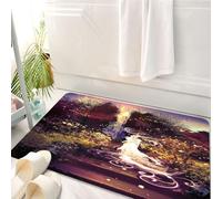 HKPOEQ Tappeto Bagno 50 x 80 cm,Tappetino in Microfibra, Tappeti Assorbente Antiscivolo,Paesaggio misterioso, figure bianche radiose in un ambiente fantastico, foglie lumino,Soffice Tappetini Doccia