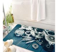 HKPOEQ Tappeto Bagno 50 x 80 cm,Tappetino in Microfibra, Tappeti Assorbente Antiscivolo,Paesaggio rurale con montagne e acqua, case rosse su strade tortuose in montagna, il,Soffice Tappetini Doccia