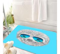 HKPOEQ Tappeto Bagno 50 x 80 cm,Tappetino in Microfibra, Tappeti Assorbente Antiscivolo,Palma pigra, opera d'arte pigra e pigra, luce solare blu su sfondo blu, elegante e tr,Soffice Tappetini Doccia